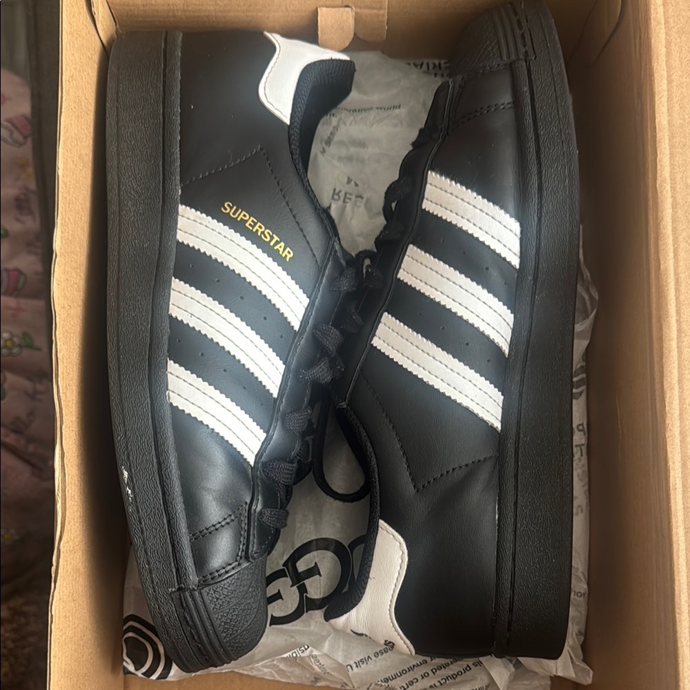 Adidas Superstar Men's Black and White Sneakers